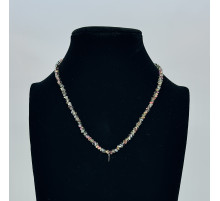 Бусы-чокер алмазное стекло хамелеон темный шампань-красный 3*4мм