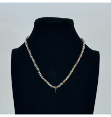 Бусы-чокер алмазное стекло хамелеон темный шампань-красный 3*4мм