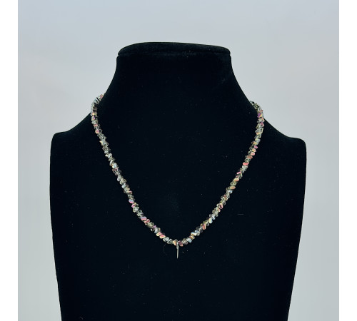 Бусы-чокер алмазное стекло хамелеон темный шампань-красный 3*4мм