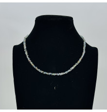 Бусы-чокер алмазное стекло хамелеон бело-серый 3*4мм