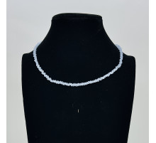 Бусы-чокер алмазное стекло бледно голубой 3*4мм