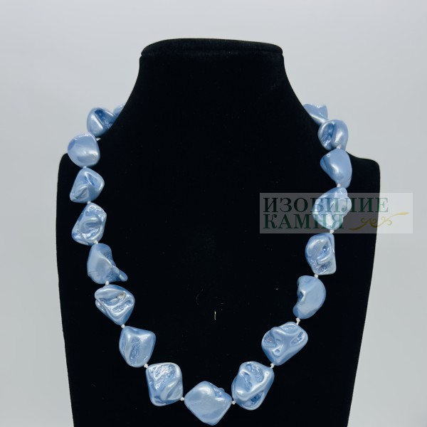 Бусы майорка голубой 12-20*17-23мм