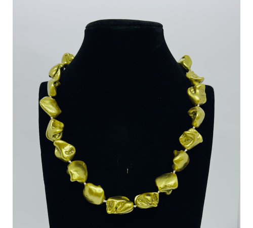 Бусы майорка желто-зеленый 16-20*16-24мм