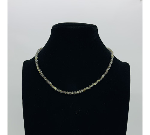 Бусы-чокер алмазное стекло хамелеон серо-желтый 3*4мм