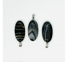 Кулон агат черный овал 20*40мм