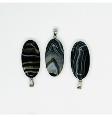 Кулон агат черный овал 20*40мм