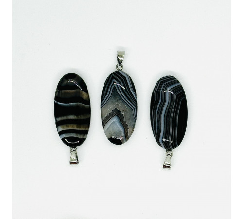 Кулон агат черный овал 20*40мм