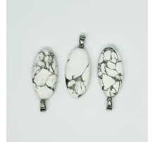 Кулон агат кахолонг белый овал 20*40мм