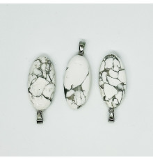Кулон агат кахолонг белый овал 20*40мм