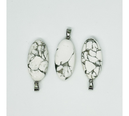 Кулон агат кахолонг белый овал 20*40мм