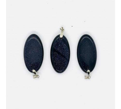 Кулон авантюрин синий синтетический овал 20*40мм