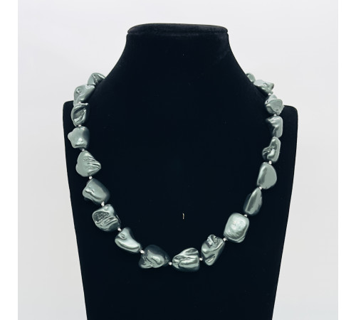 Бусы майорка темный серо-зеленый 18-16*20-21мм