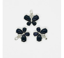 Кулон бабочка авантюрин синий синтетический 30*22мм