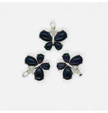 Кулон бабочка авантюрин синий синтетический 30*22мм