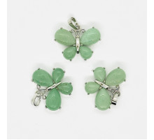 Кулон бабочка кварц зеленый 30*22мм