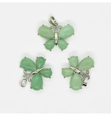 Кулон бабочка кварц зеленый 30*22мм