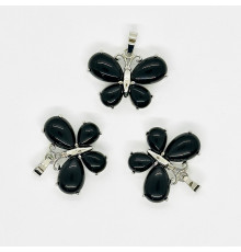 Кулон бабочка агат черный 30*22мм