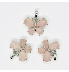 Кулон бабочка кварц розовый 30*22мм