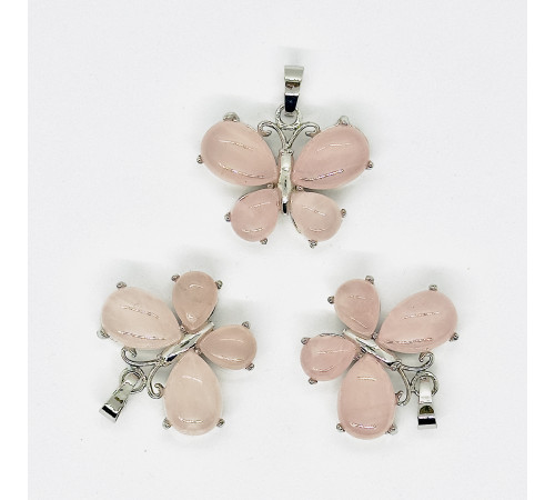 Кулон бабочка кварц розовый 30*22мм
