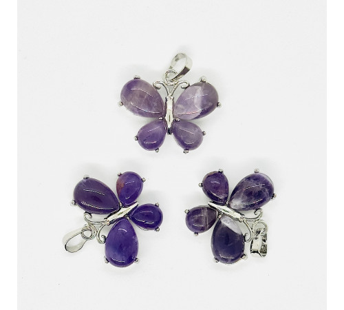 Кулон бабочка аметист фиолетовый 30*22мм