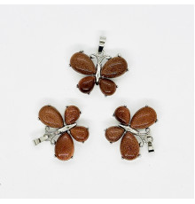 Кулон бабочка авантюрин коричневый синтетический 30*22мм