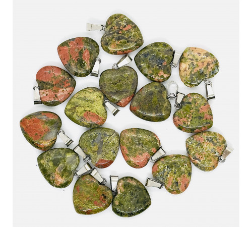 Кулон сердце яшма унакит 20*20мм