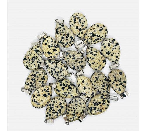 Кулон капля обсидиан далматин 16*23мм