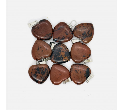 Кулон сердце обсидиан коричневый 20*20мм