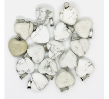 Кулон сердце агат кахолонг белый 20*20мм