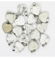 Кулон сердце агат кахолонг белый 20*20мм