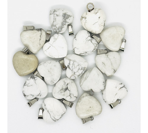 Кулон сердце агат кахолонг белый 20*20мм