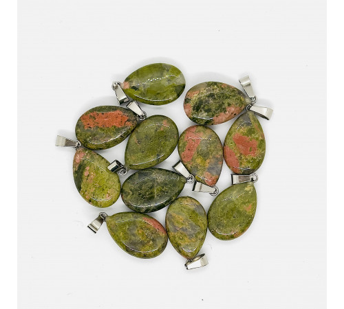 Кулон капля яшма унакит 16*23мм