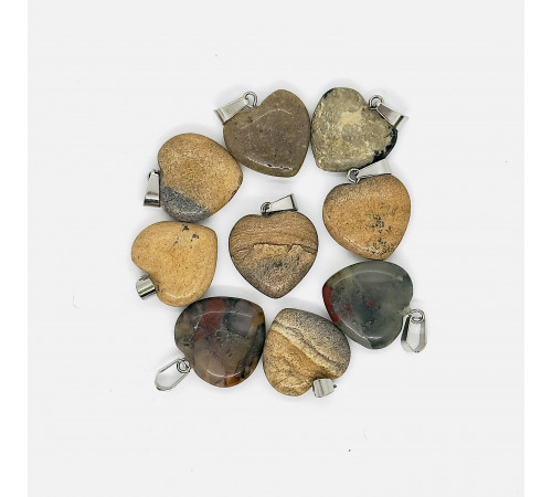 Кулон сердце яшма песочная 20*20мм