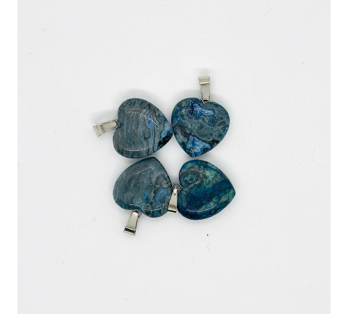Кулон сердце яшма тонированная голубой 20*20мм