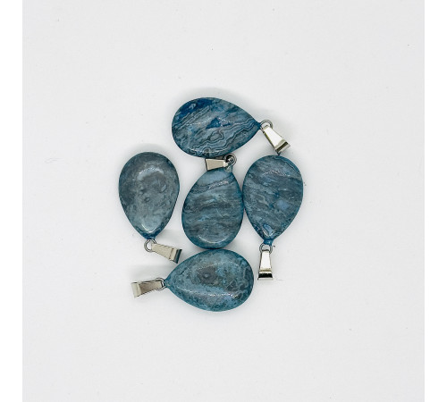 Кулон капля яшма тонированная голубая 16*23мм