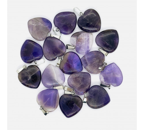 Кулон сердце аметист фиолетовый 20*20мм