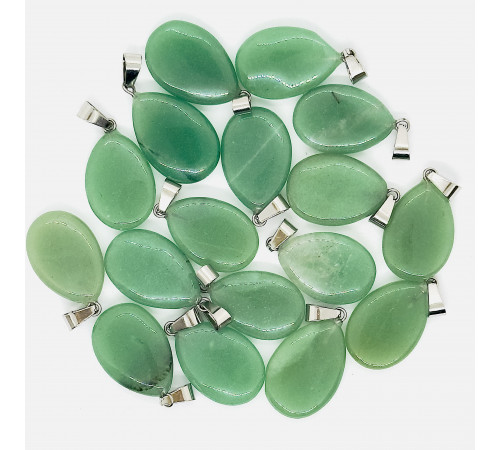 Кулон капля кварц зеленый 16*23мм