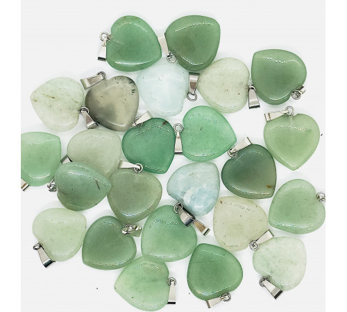Кулон сердце кварц зеленый 20*20мм