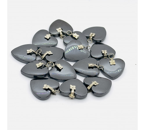 Кулон сердце гематит серый 20*20мм