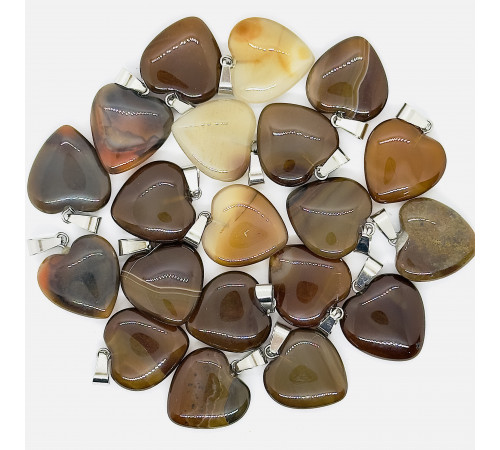 Кулон сердце агат шоколадный 20*20мм