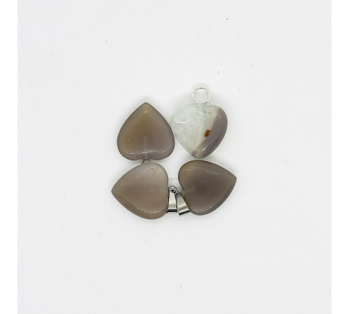 Кулон сердце агат серый 20*20мм