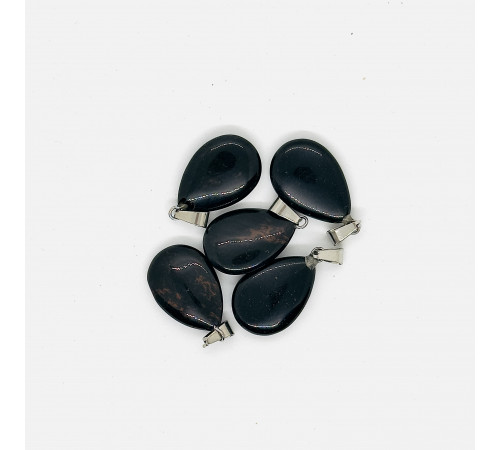 Кулон капля обсидиан черный 16*23мм