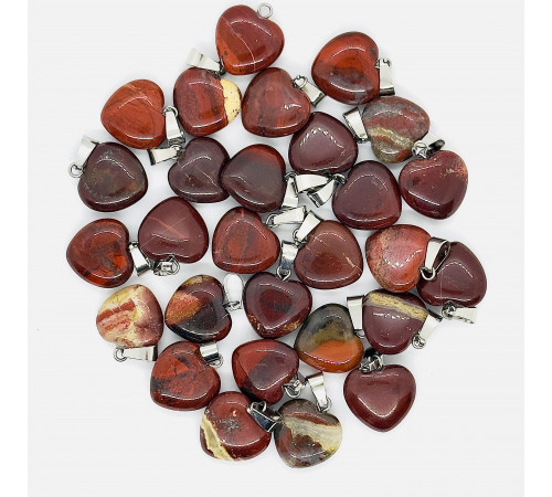 Кулон сердце яшма красная 16*16мм