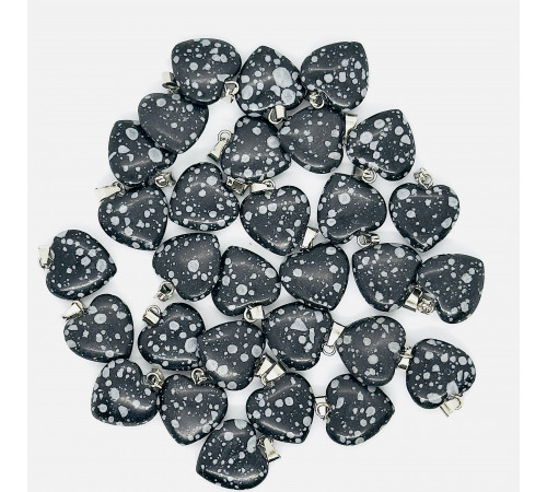 Кулон сердце обсидиан снежный 16*16мм