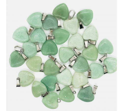 Кулон сердце кварц зеленый 16*16мм