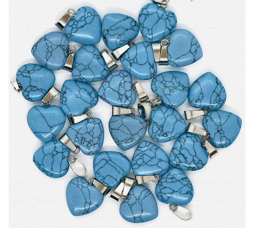 Кулон сердце берюза голубая имитация 16*16мм