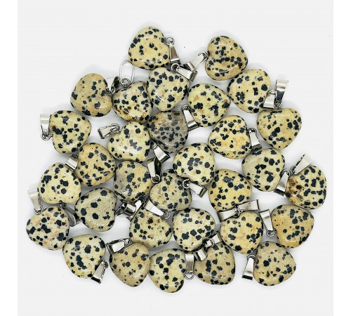 Кулон сердце обсидиан далматин 16*16мм