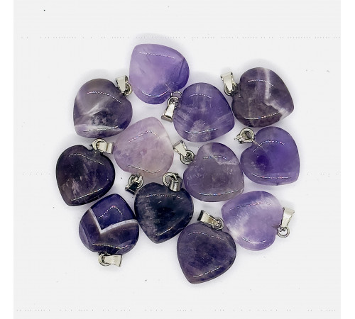 Кулон сердце аметист фиолетовый 16*16мм