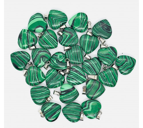 Кулон сердце малахит имитация 16*16мм