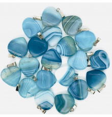 Кулон сердце агат тонированный голубой  20*20мм